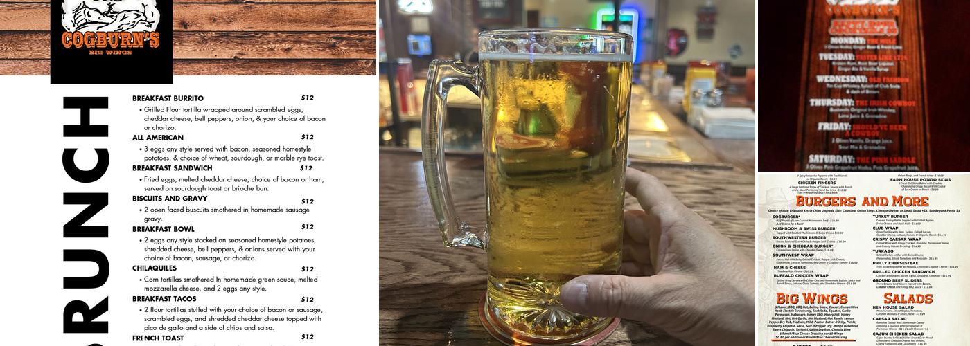 Cogburn's Big Wings Menu