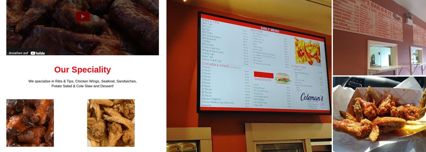 Coleman's 2 Ribs & Tips Menu