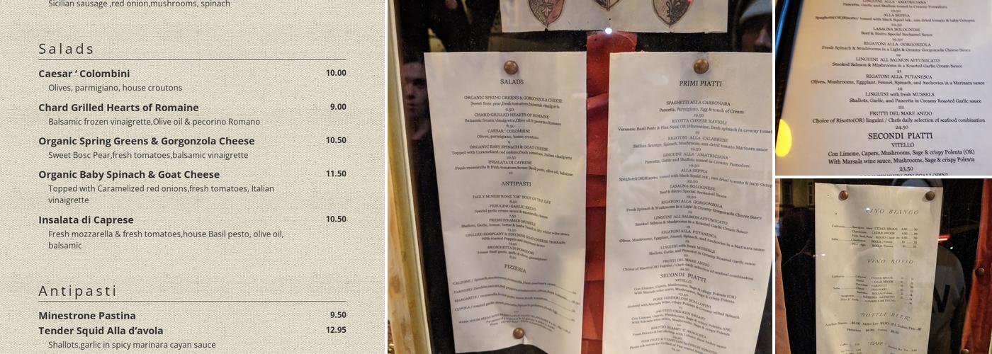 Colombini Italian Bistro Menu