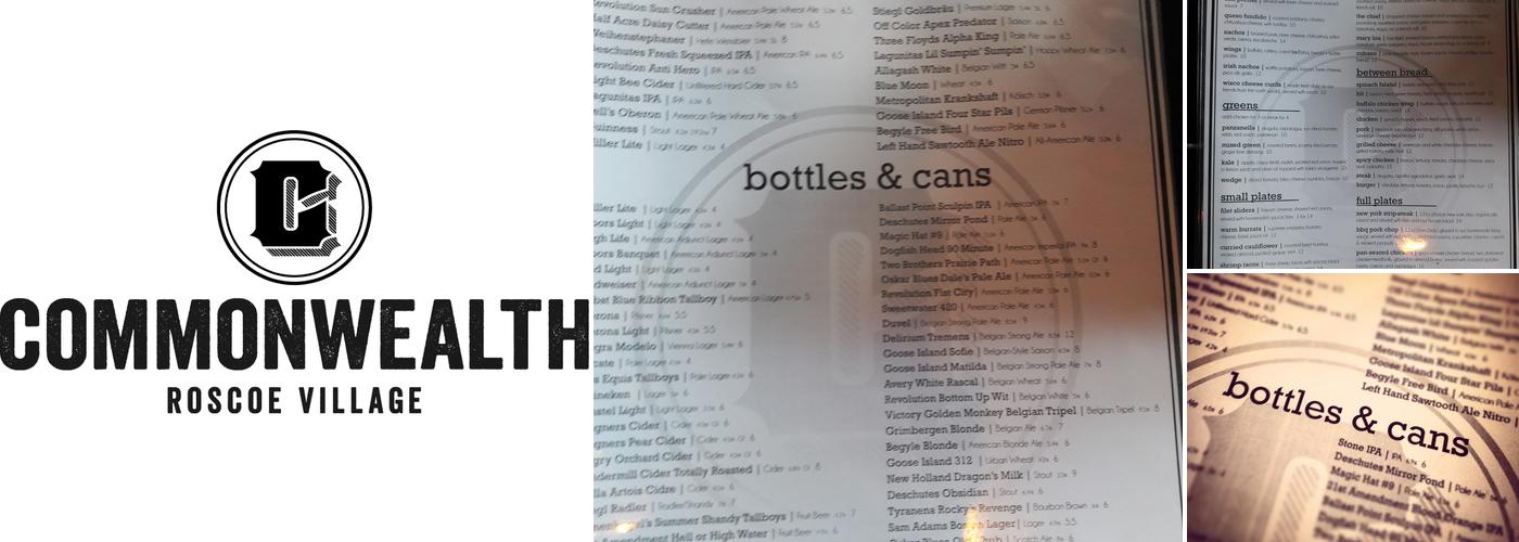 Commonwealth Tavern Menu