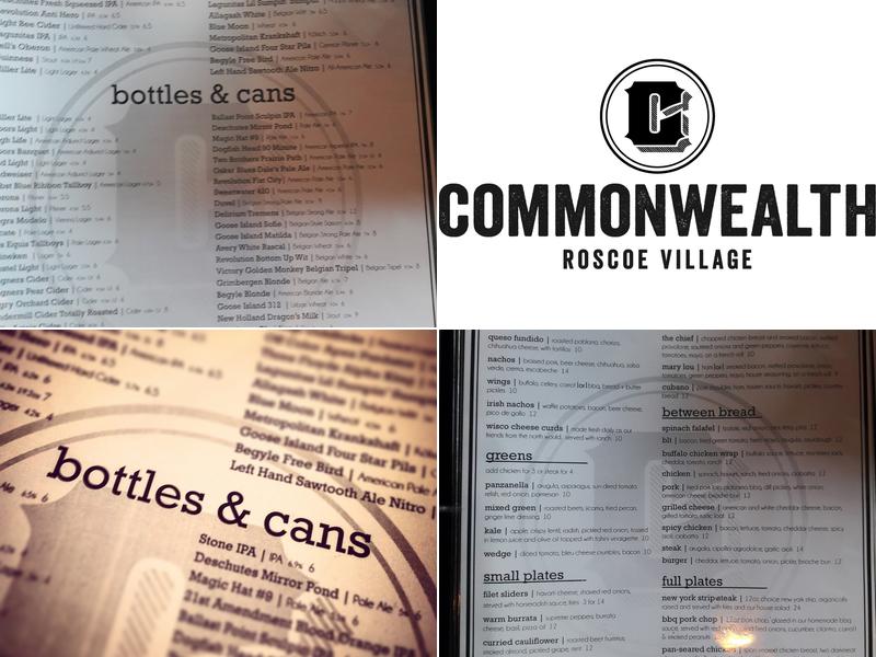 Commonwealth Tavern Menu