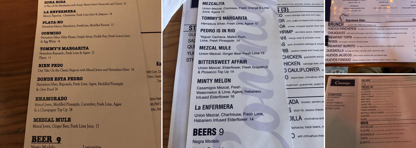 Conmigo Menu