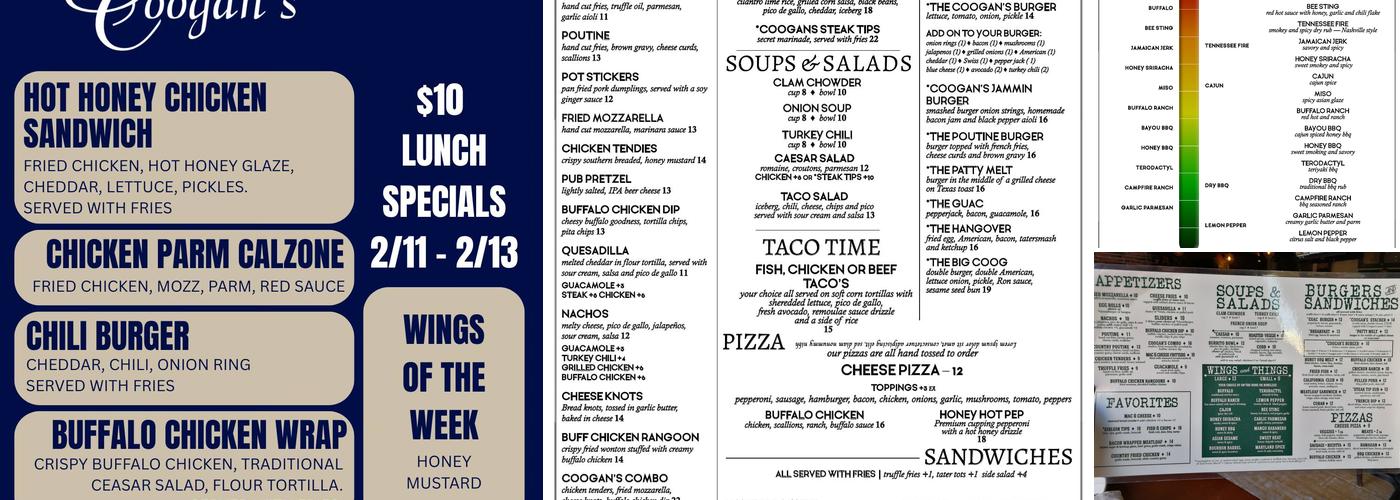 Coogan's Menu
