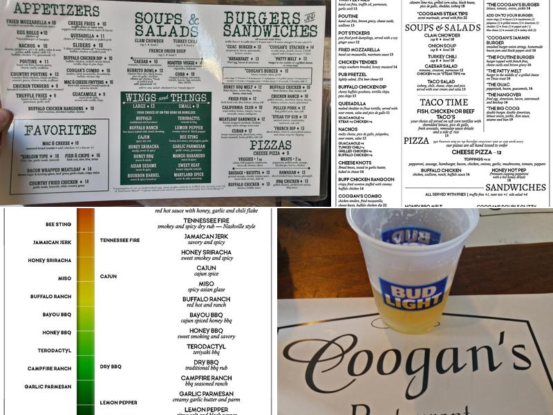 Coogan's Menu