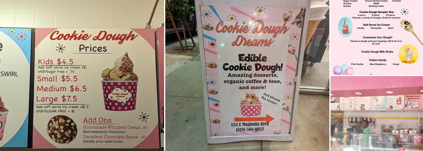 Cookie Dough Dreams Menu