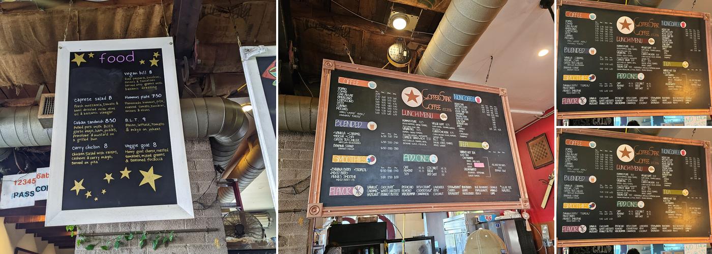 Copper Star Coffee Menu