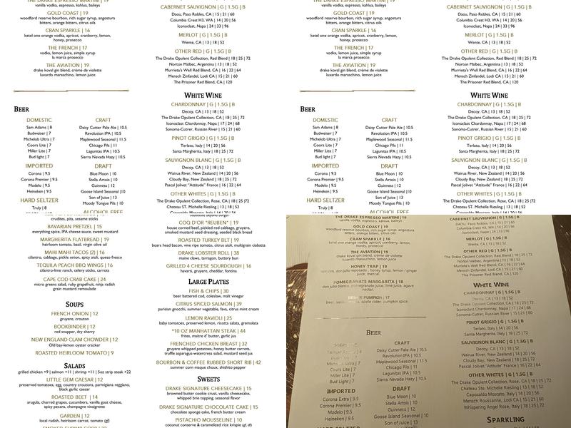 Coq d'Or Menu