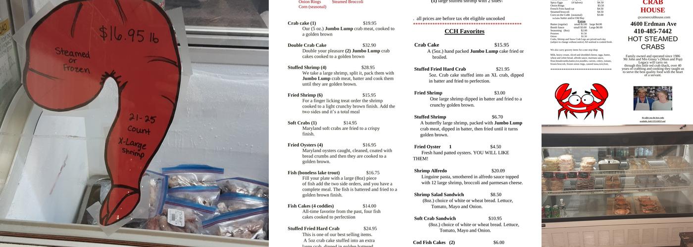 The Corner Crab House Menu