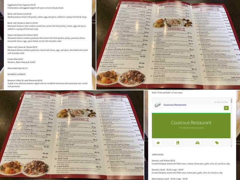 Couscous Restaurant Menu