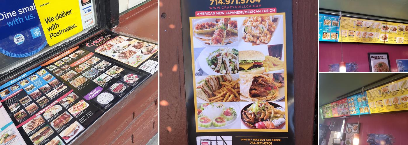 Crazy Grill Menu