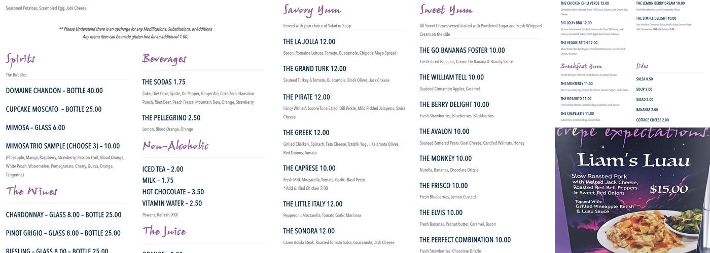 Crepe Expectations Menu