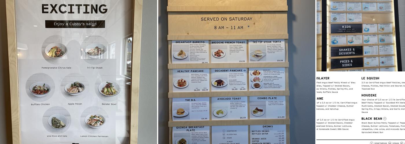 Cubby's Menu