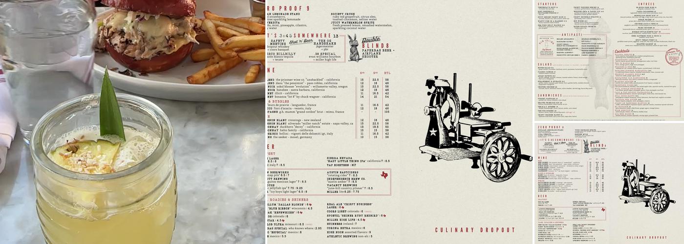 Culinary Dropout Menu