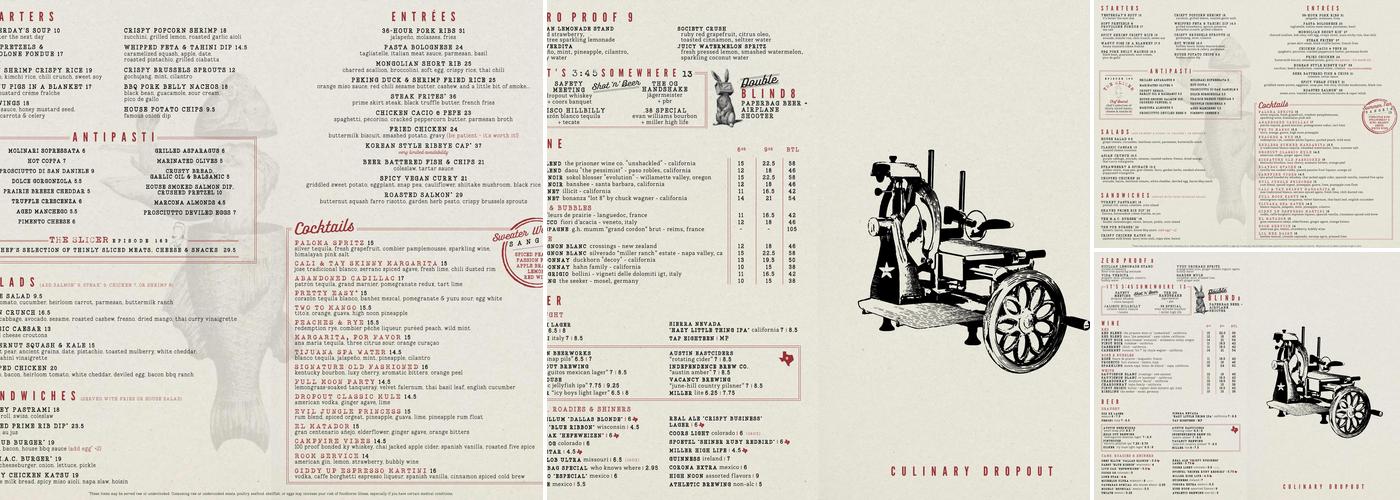 Culinary Dropout Menu