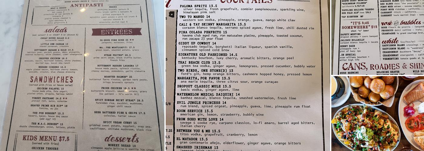 Culinary Dropout Menu