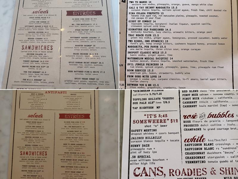 Culinary Dropout Menu