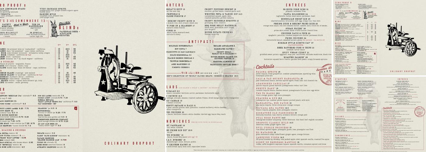 Culinary Dropout Menu