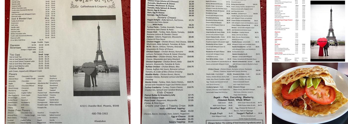Cupz N Crepes Menu