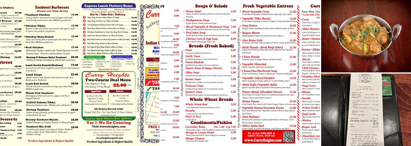 Curry Heights Menu