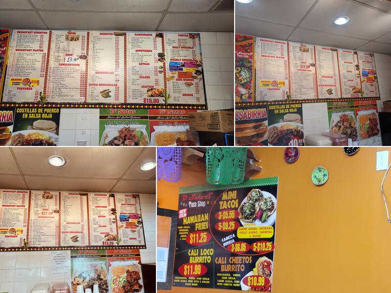 D' Sotos Taco Shop Menu