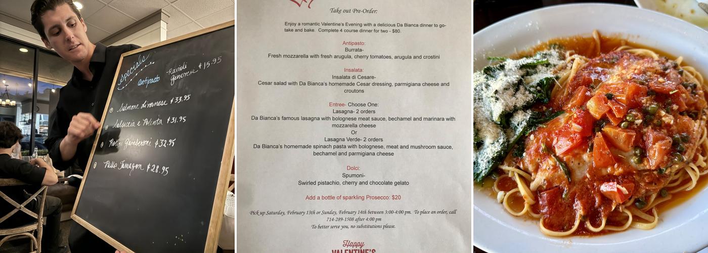 Da Bianca Trattoria Menu