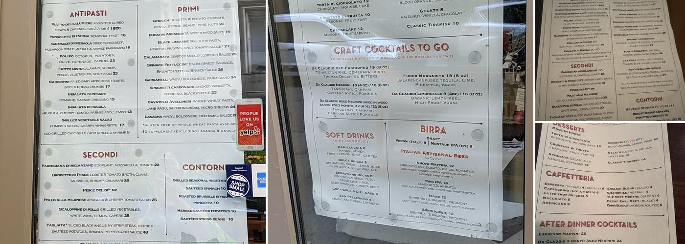Da Claudio Menu