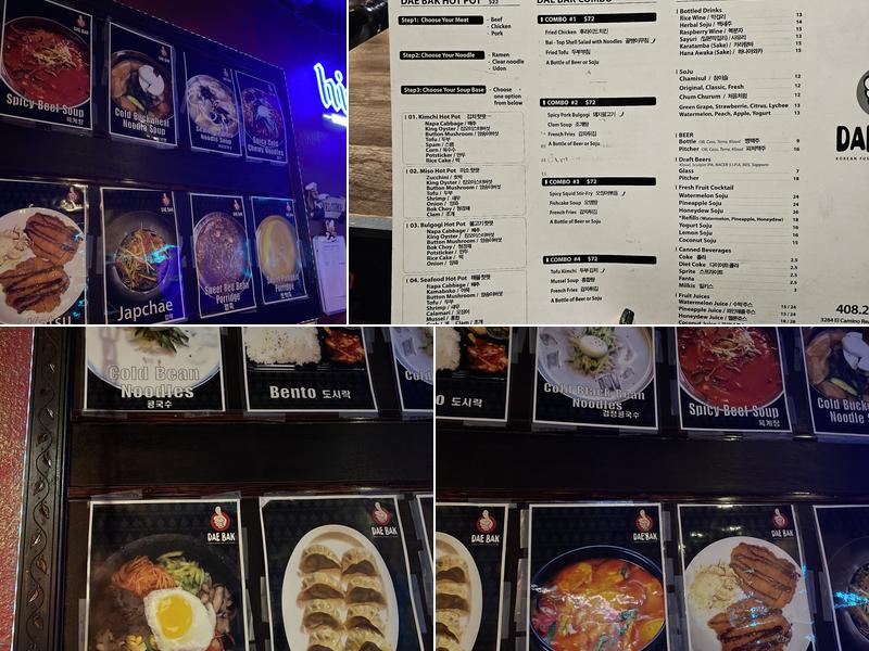Dae Bak Menu