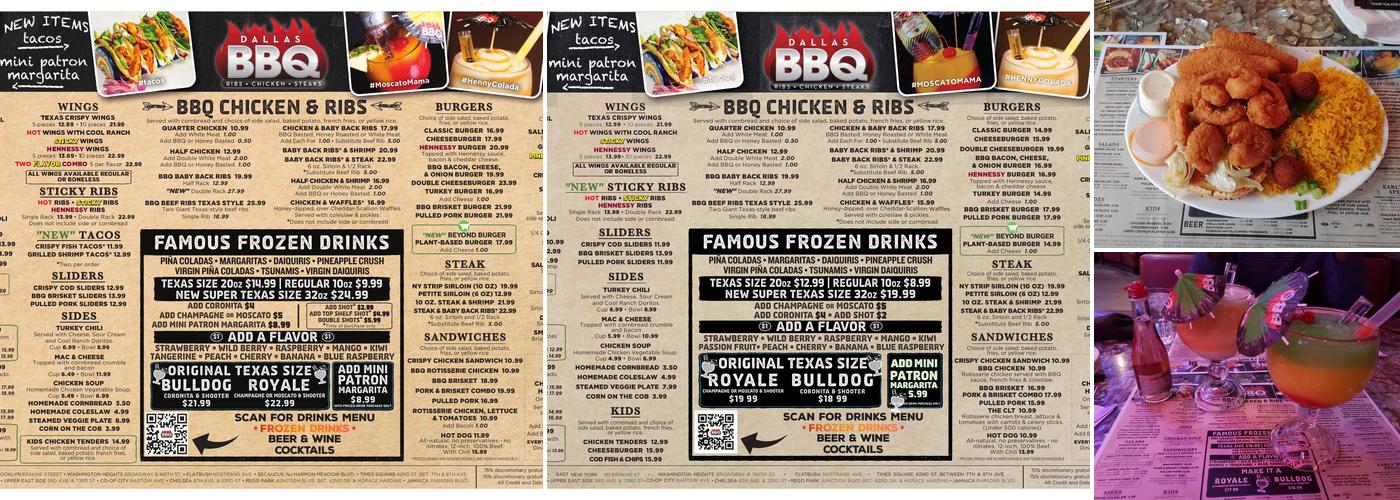Dallas BBQ Fordham Road Menu