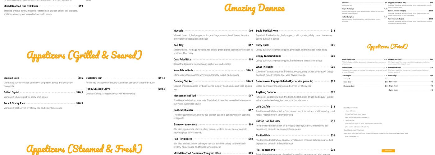 Dannee Thai Menu