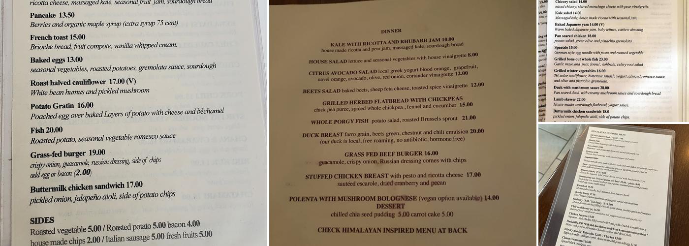 dawa's Menu