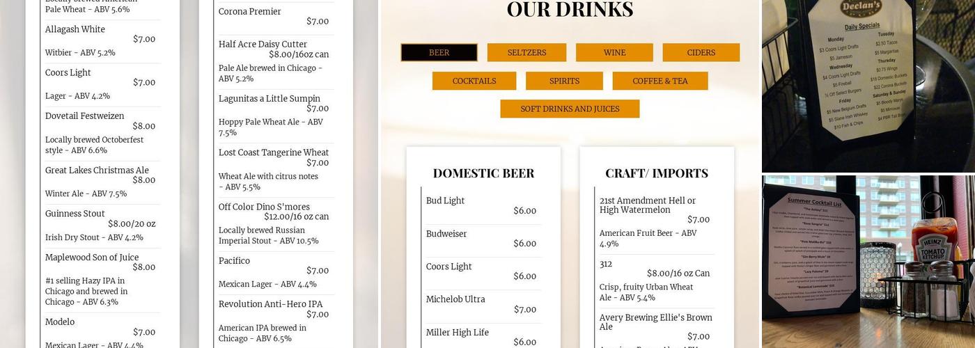Declan's Irish Pub Menu
