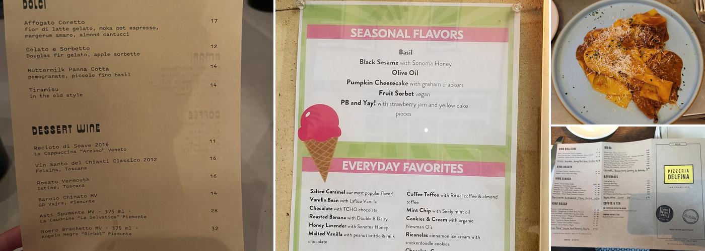 Pizzeria Delfina - Mission Menu