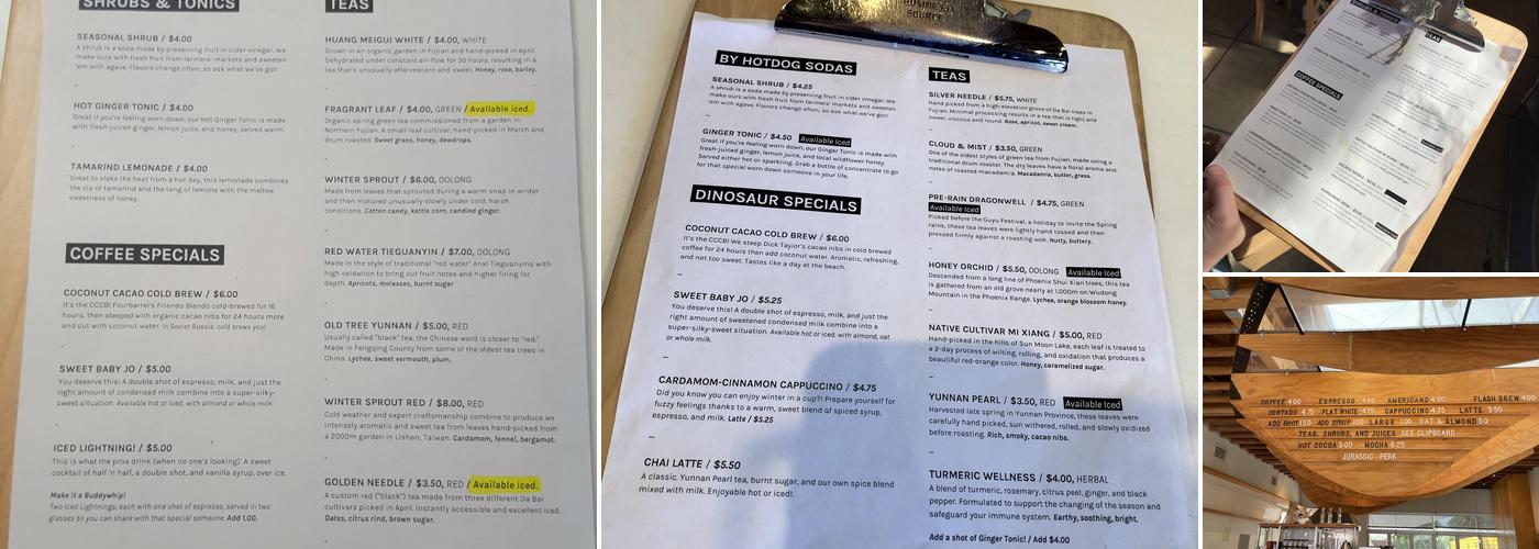 Dinosaur Coffee Menu