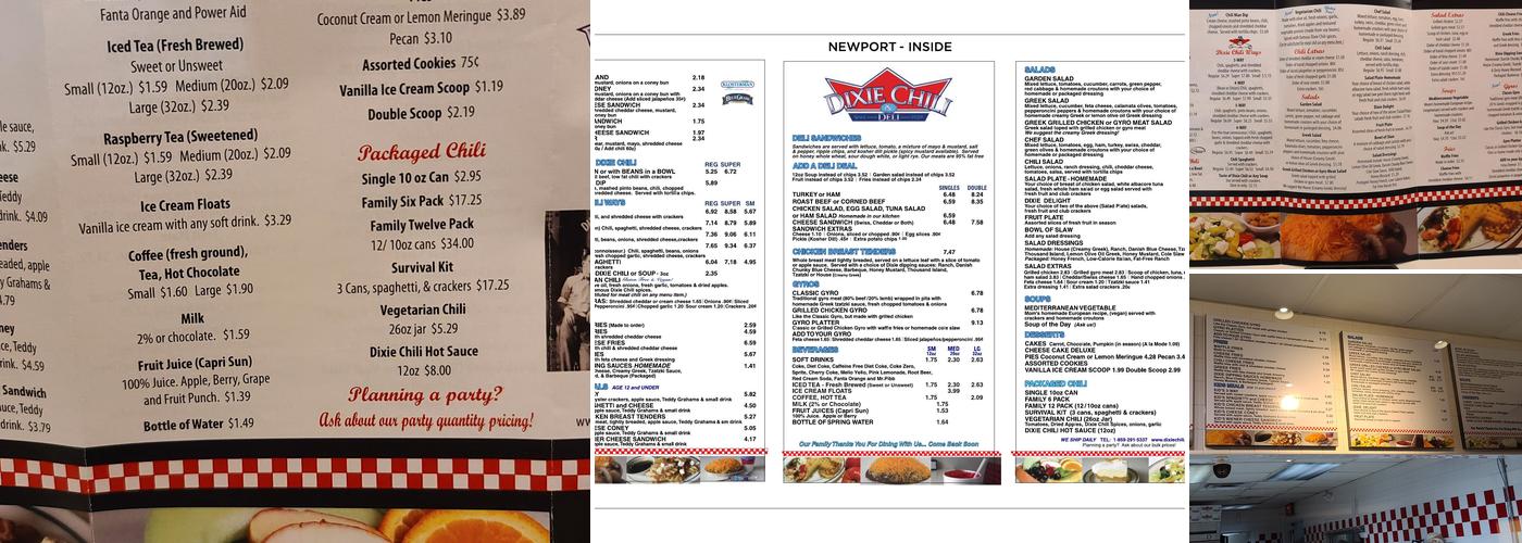Dixie Chili Menu