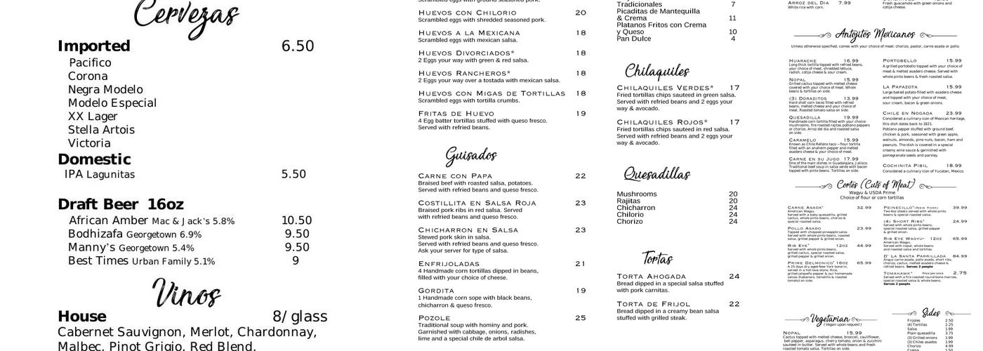 D’ La Santa Menu