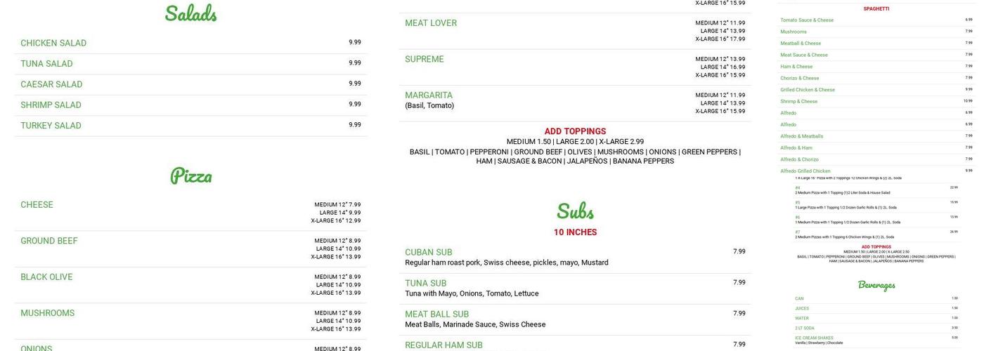 Fabio’s Pizza & Caffe Menu