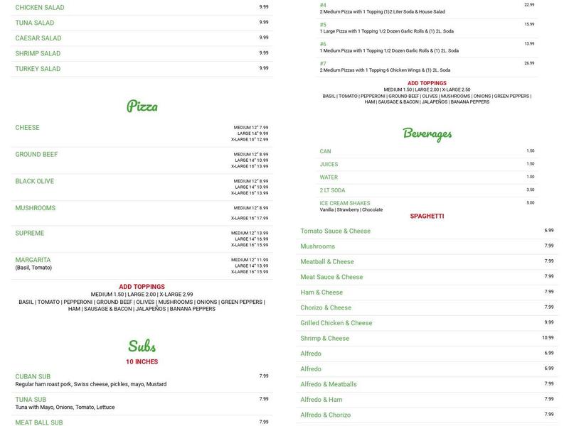 Fabio’s Pizza & Caffe Menu
