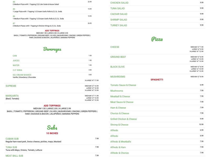 Fabio’s Pizza & Caffe Menu