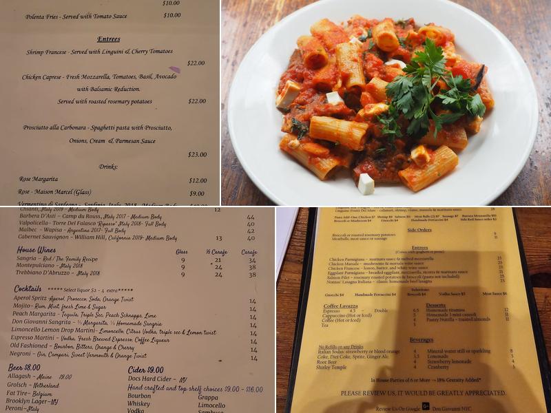 Don Giovanni Ristorante Menu