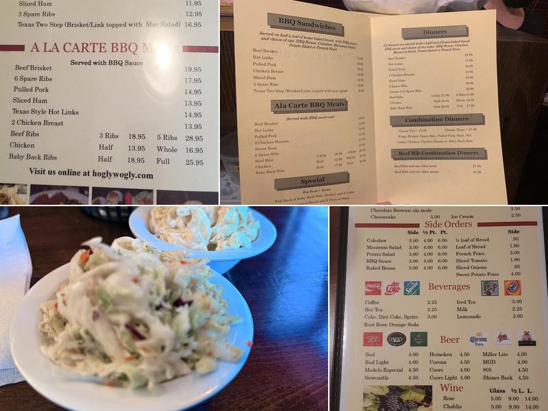 Dr. Hogly Wogly's Tyler Texas BBQ Menu