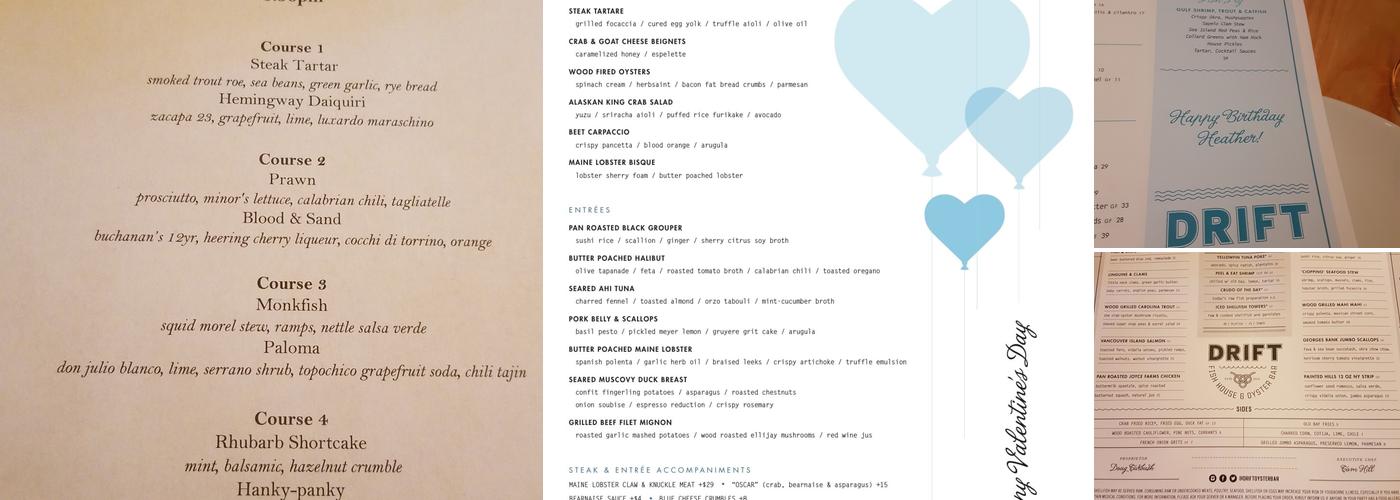 Drift Fish House & Oyster Bar Menu