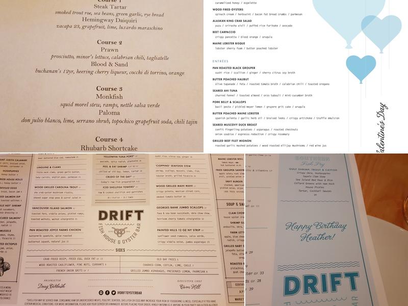 Drift Fish House & Oyster Bar Menu