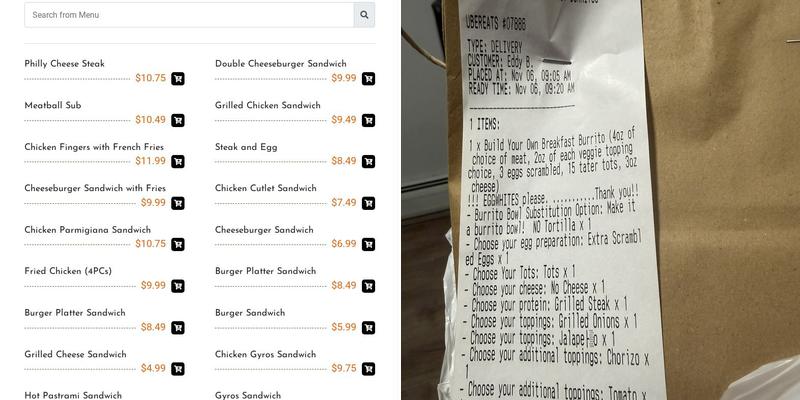 Earle Cafe Menu