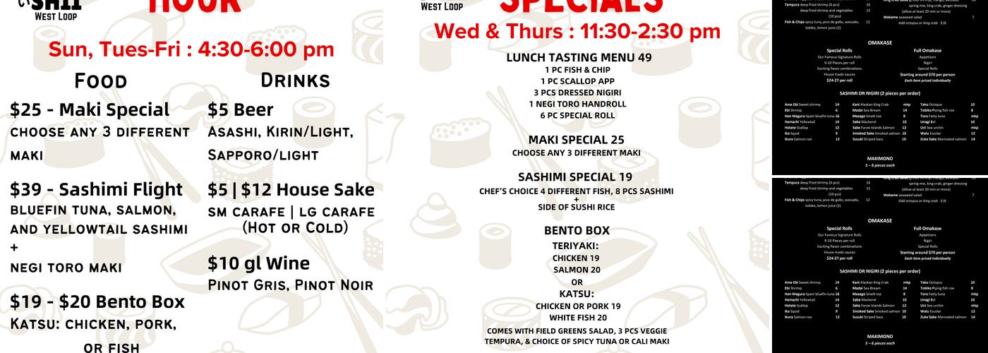 Tanoshii west loop Menu