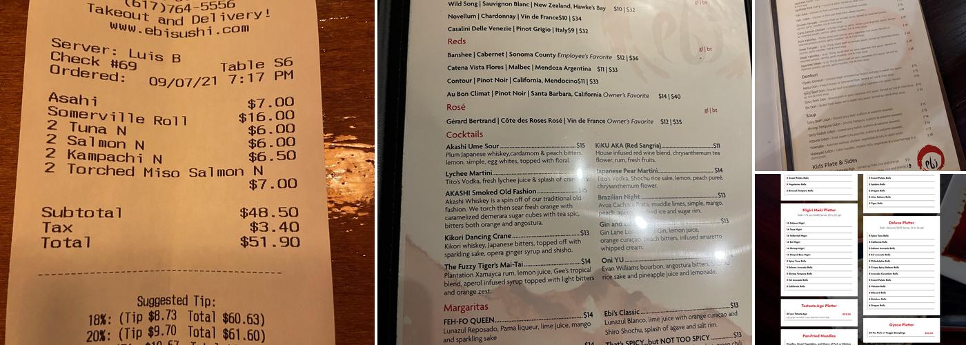 Ebi sushi Menu