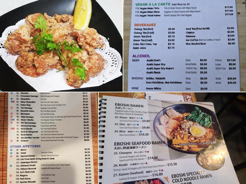 Eboshi Ramen Bar Menu