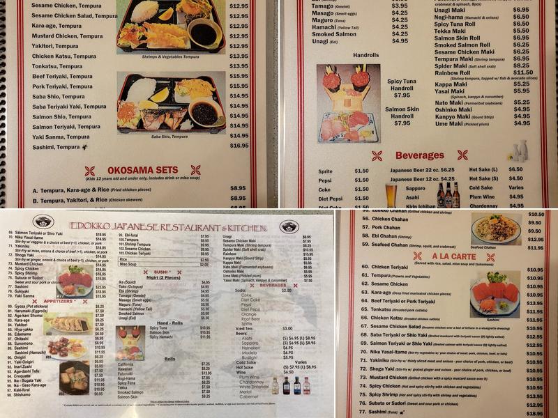 Edokko Menu