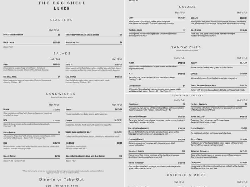 The Egg Shell Menu