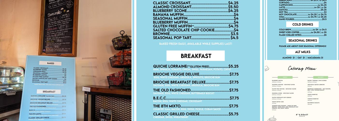 8th & Roast Menu