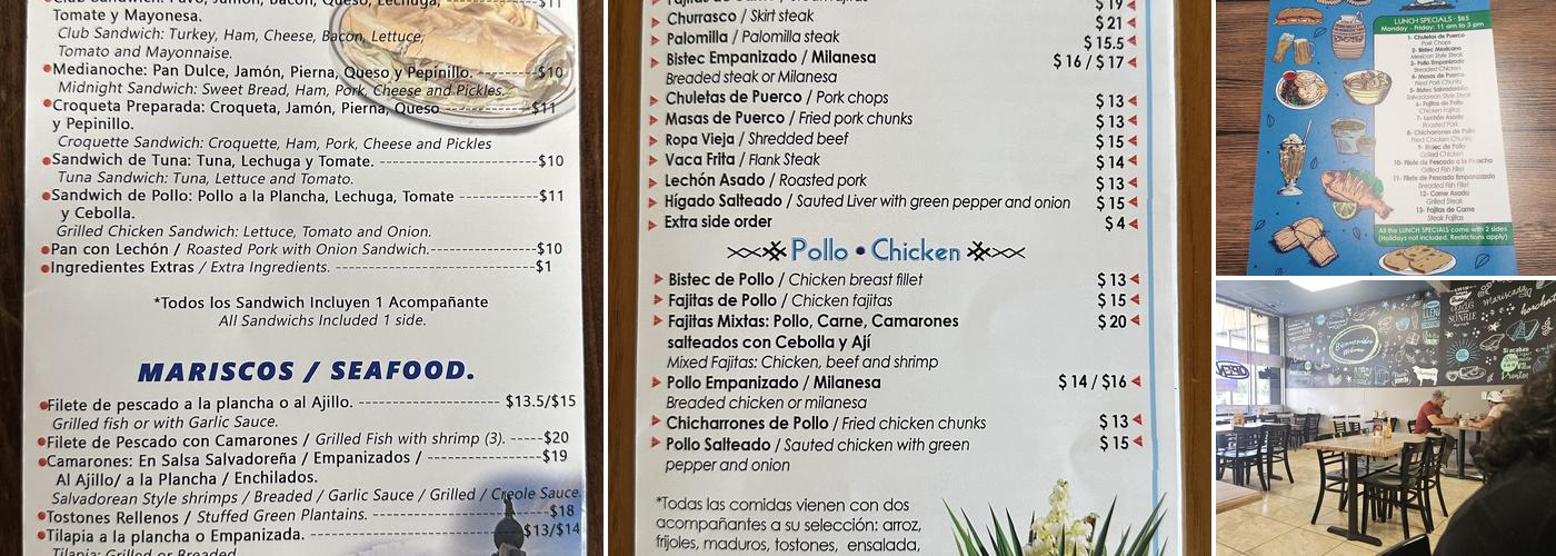 El Cuscatleco Restaurant Menu